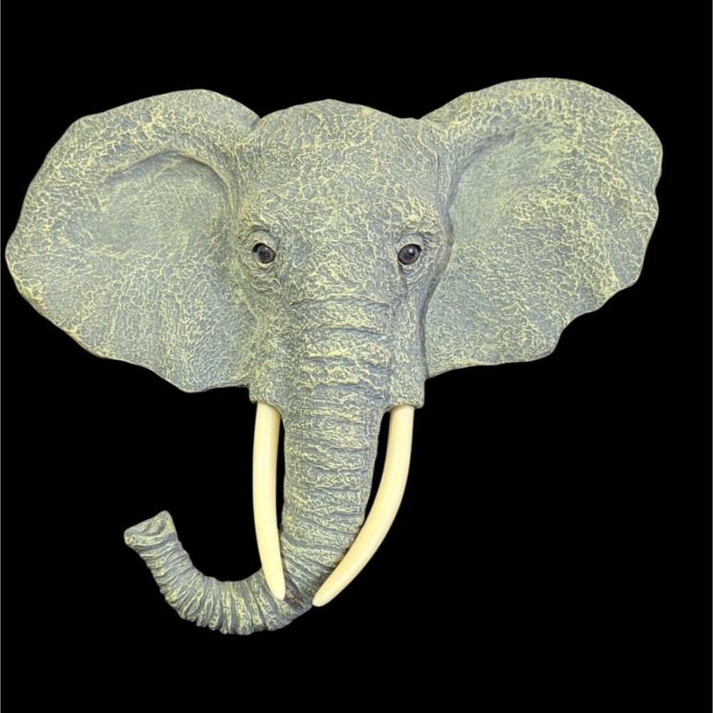 Home Interiors  Resin 2003 Elephant Head Wall Sculpture Decor‎ Plaque